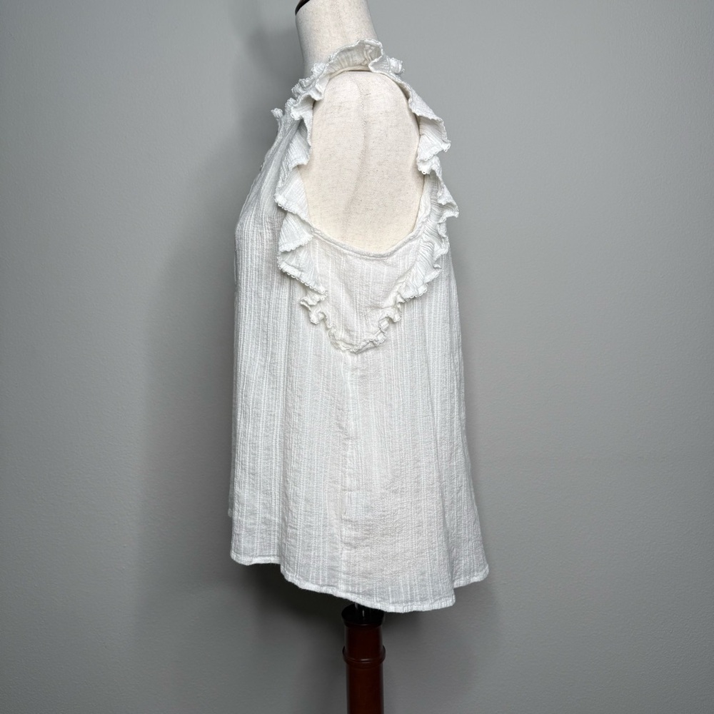 ME+EM Cream Ruffled Sleeveless Button-Front Blouse - Picture 2 of 6